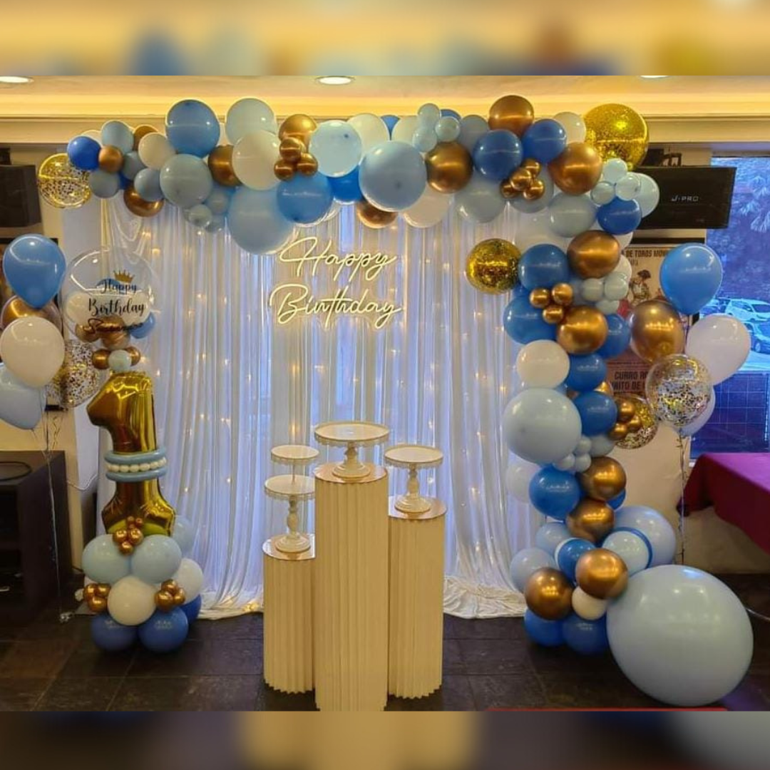 HAPPY BIRTHDAY BLUE BALLOON DECO SET