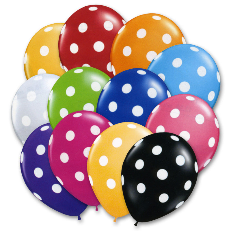 12-INCH HELIUM-FILLED POLKADOT BALLOONS