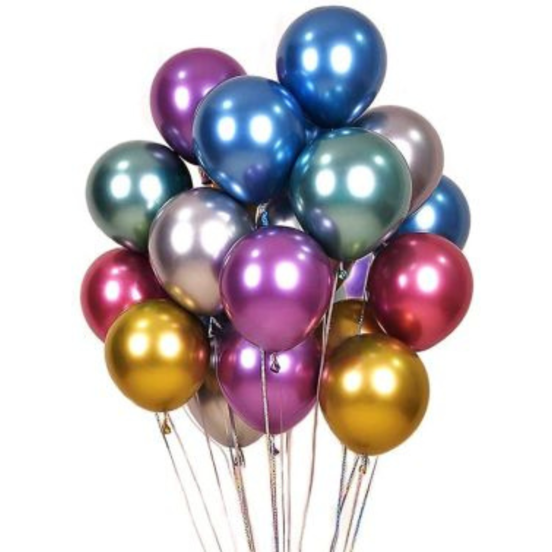 12-INCH HELIUM-FILLED CHROME COLORED BALLOONS