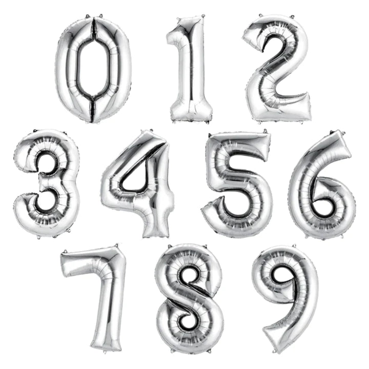 16inch Silver Number Balloons